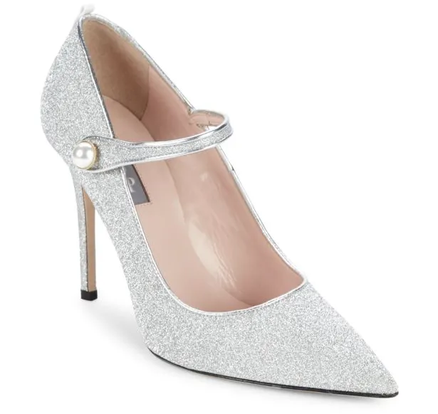 wellington glitter strap pumps