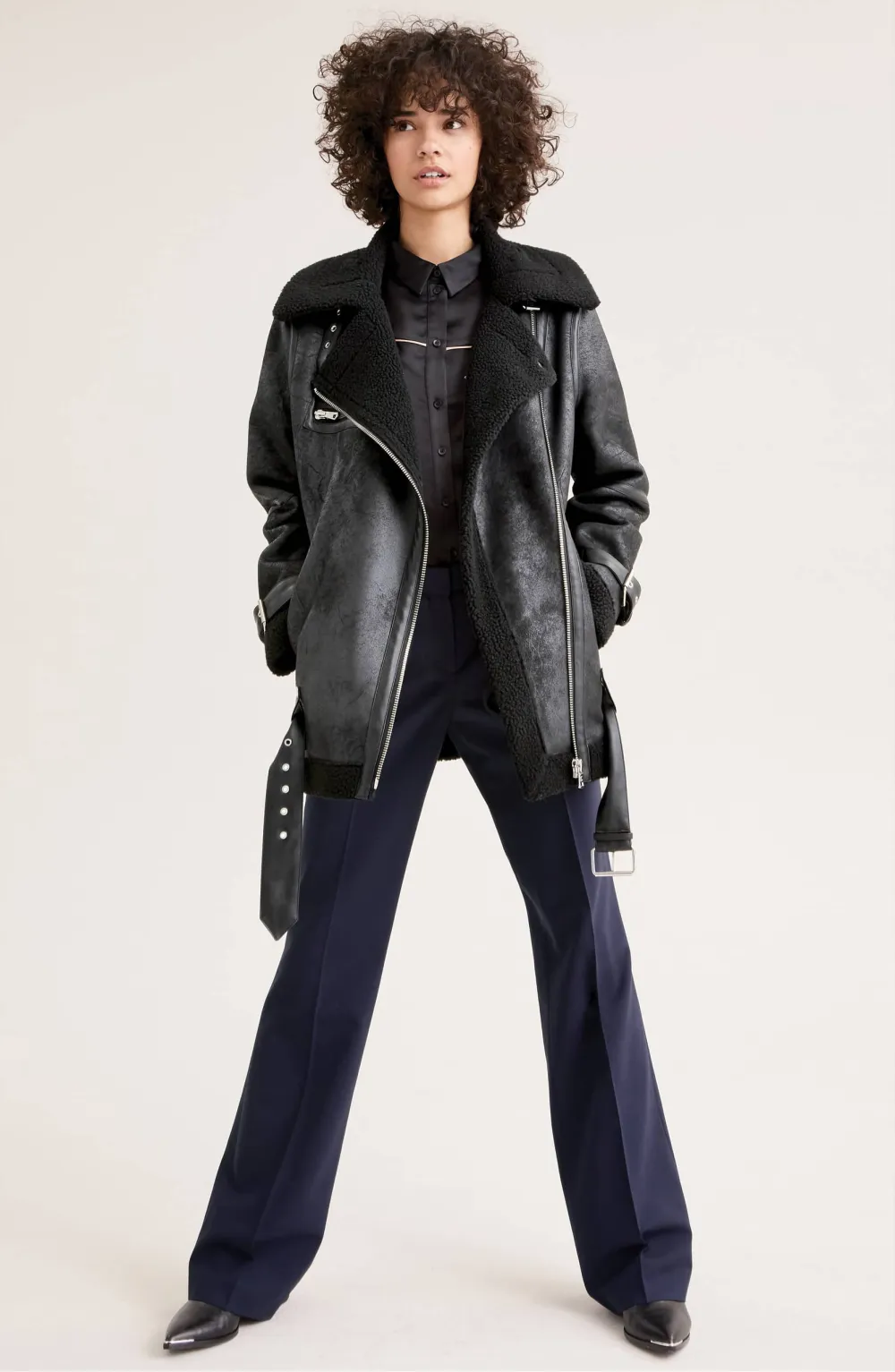 Avec Faux Shearling Biker Jacket