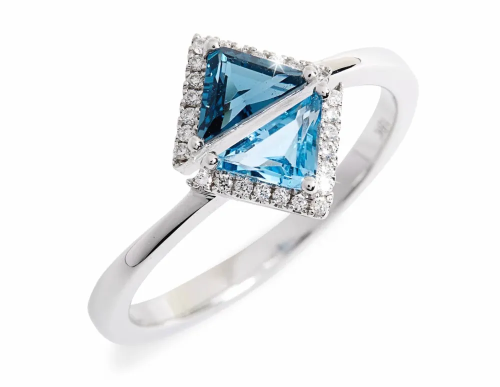 Bony Levy Iris Double Triangle Diamond & Semiprecious Stone Ring