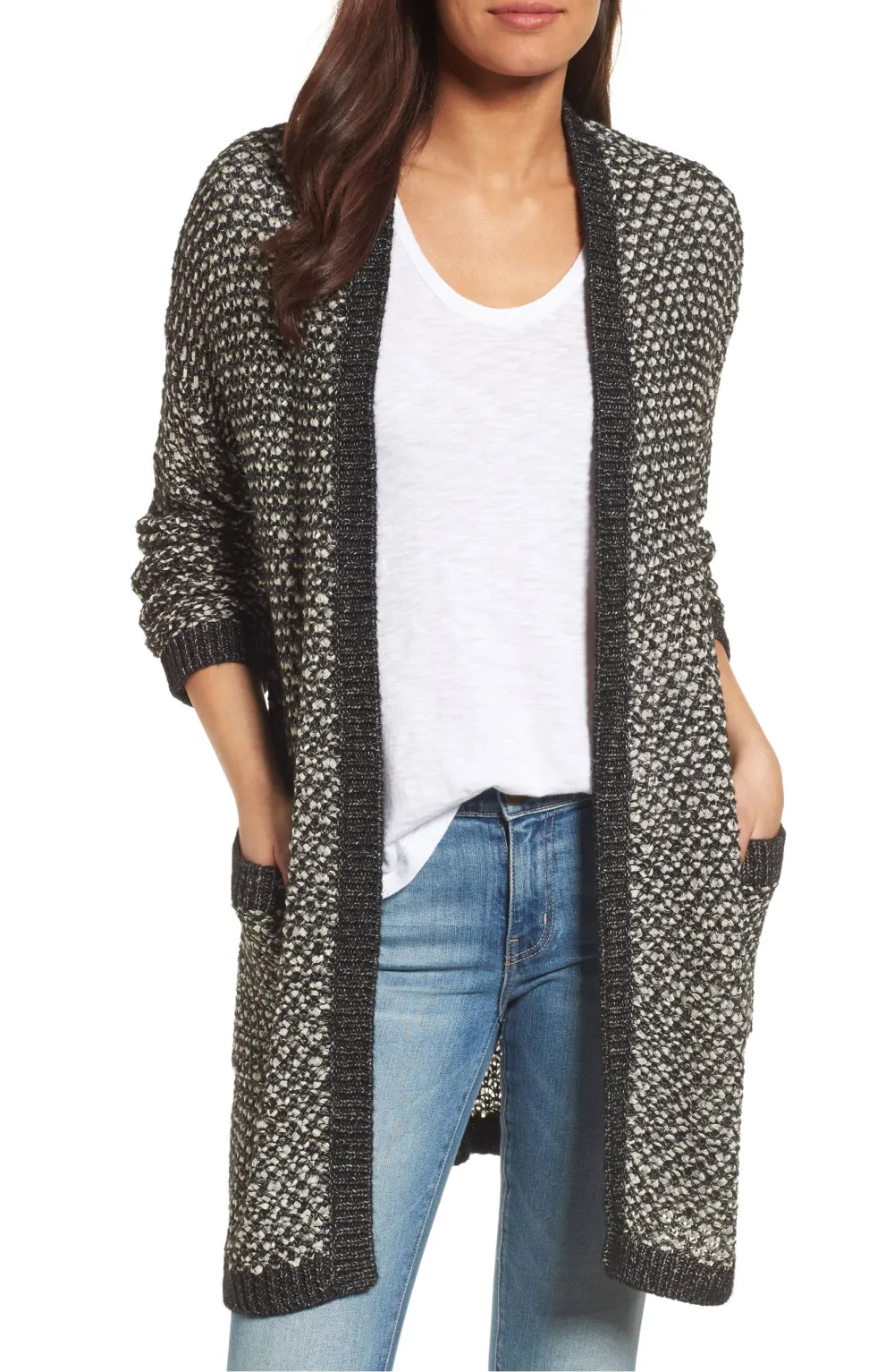 Caslon Textured Boyfriend Cardigan