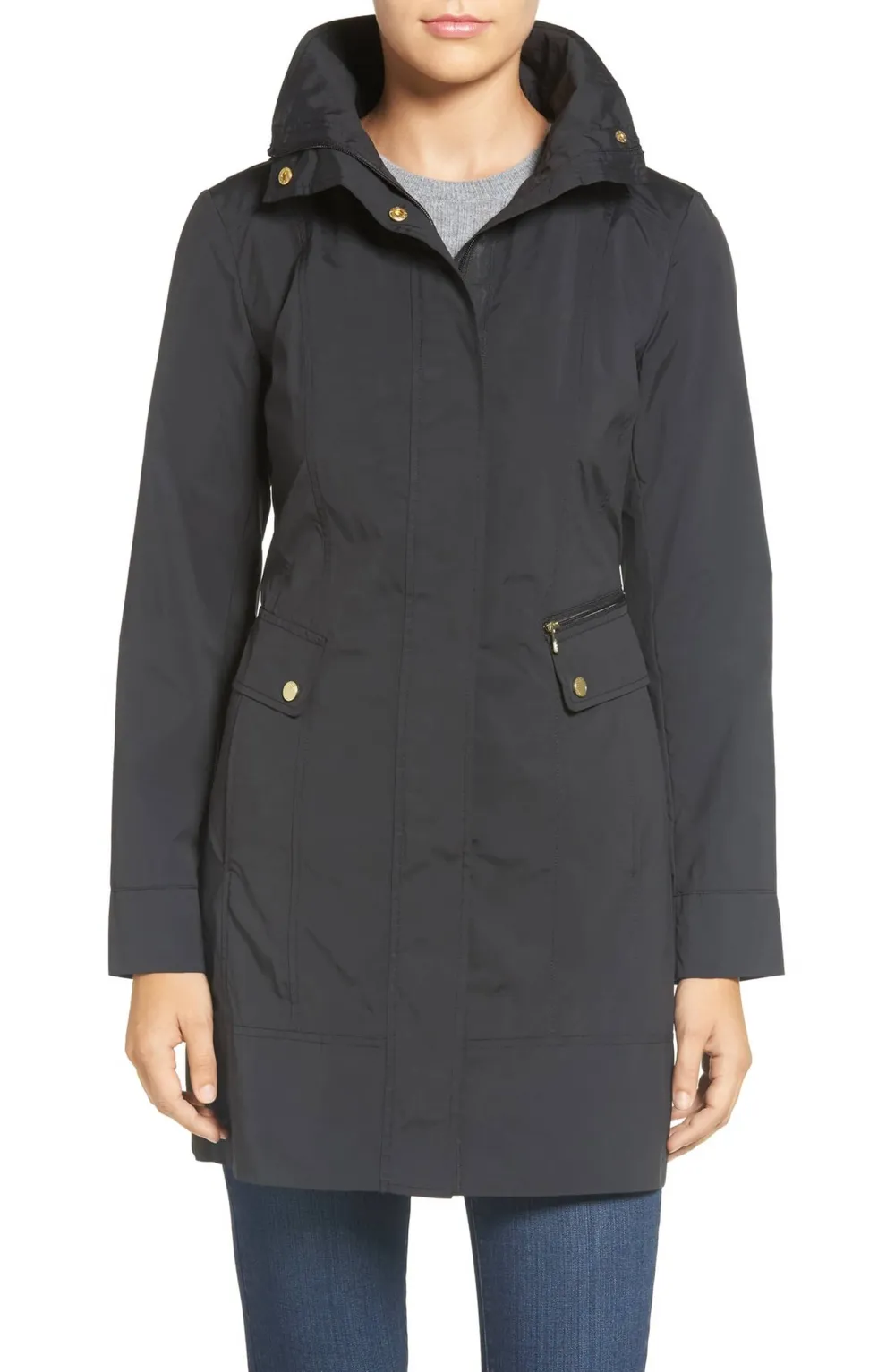 Cole Haan Signature Back Bow Packable Hooded Raincoat