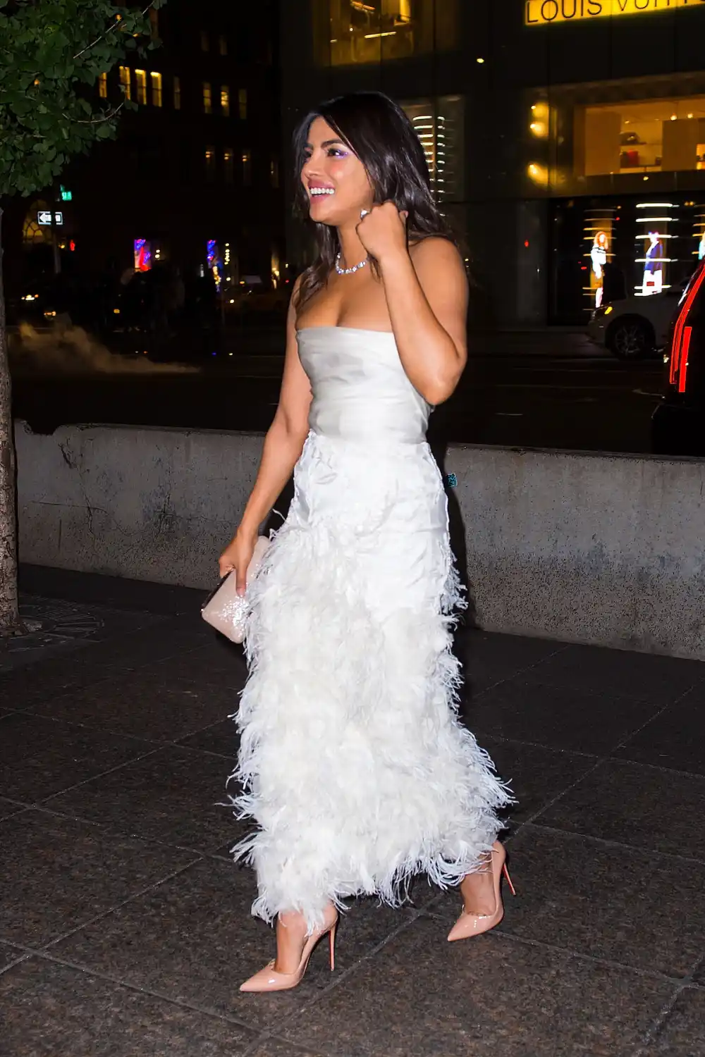 Priyanka Chopra wears Marchesa to her bridal shower at Tiffany's Blue Box Cafe in NYC on October 28, 2018.