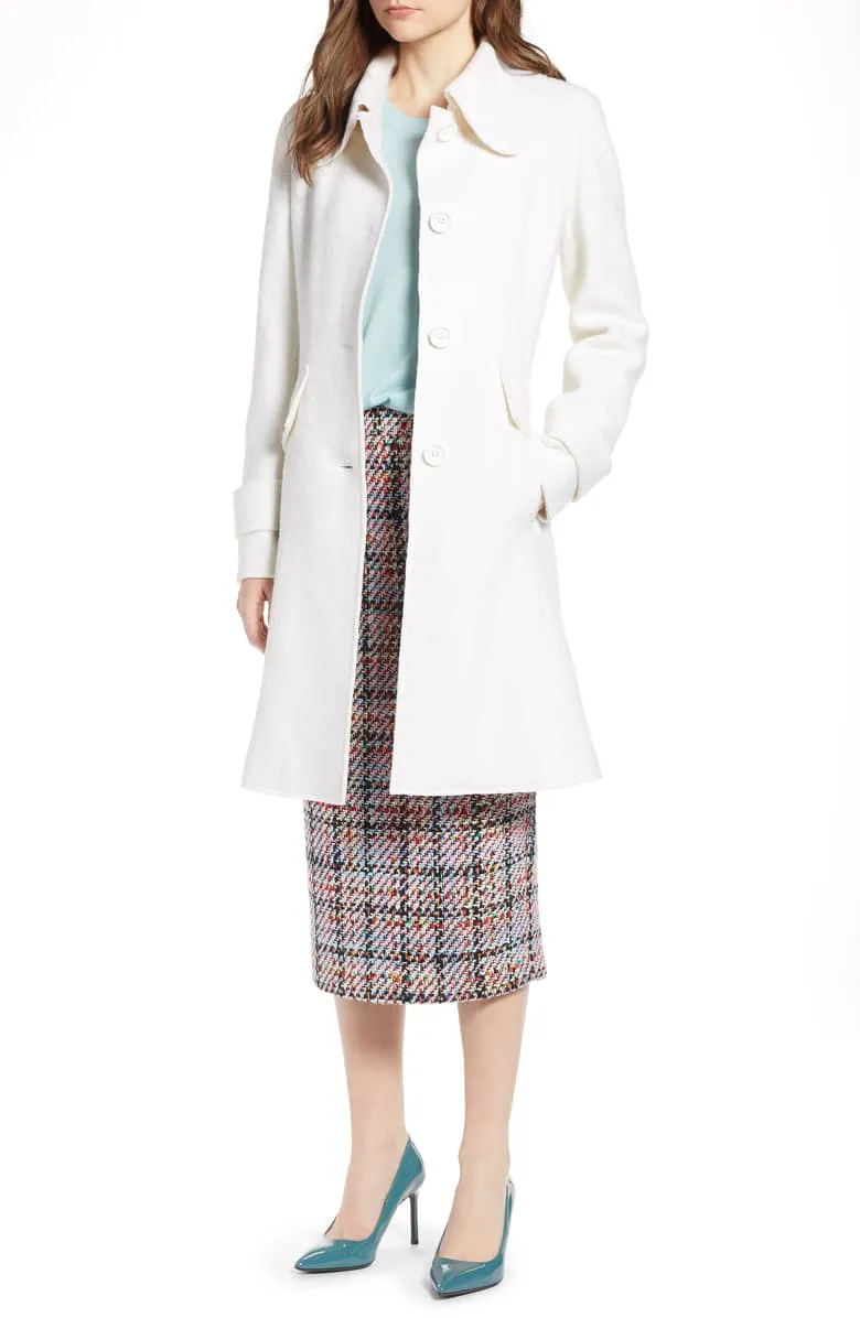 Halogen Boiled Wool Blend Fit & Flare Coat