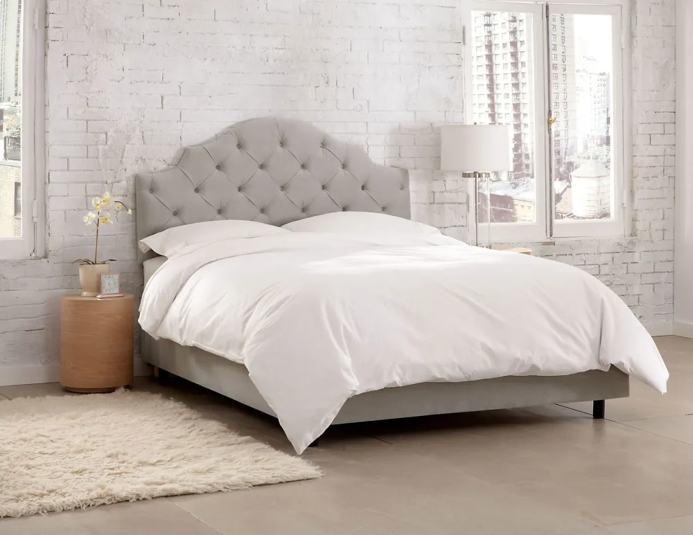 Henley Tufted Bed, Gray Velvet