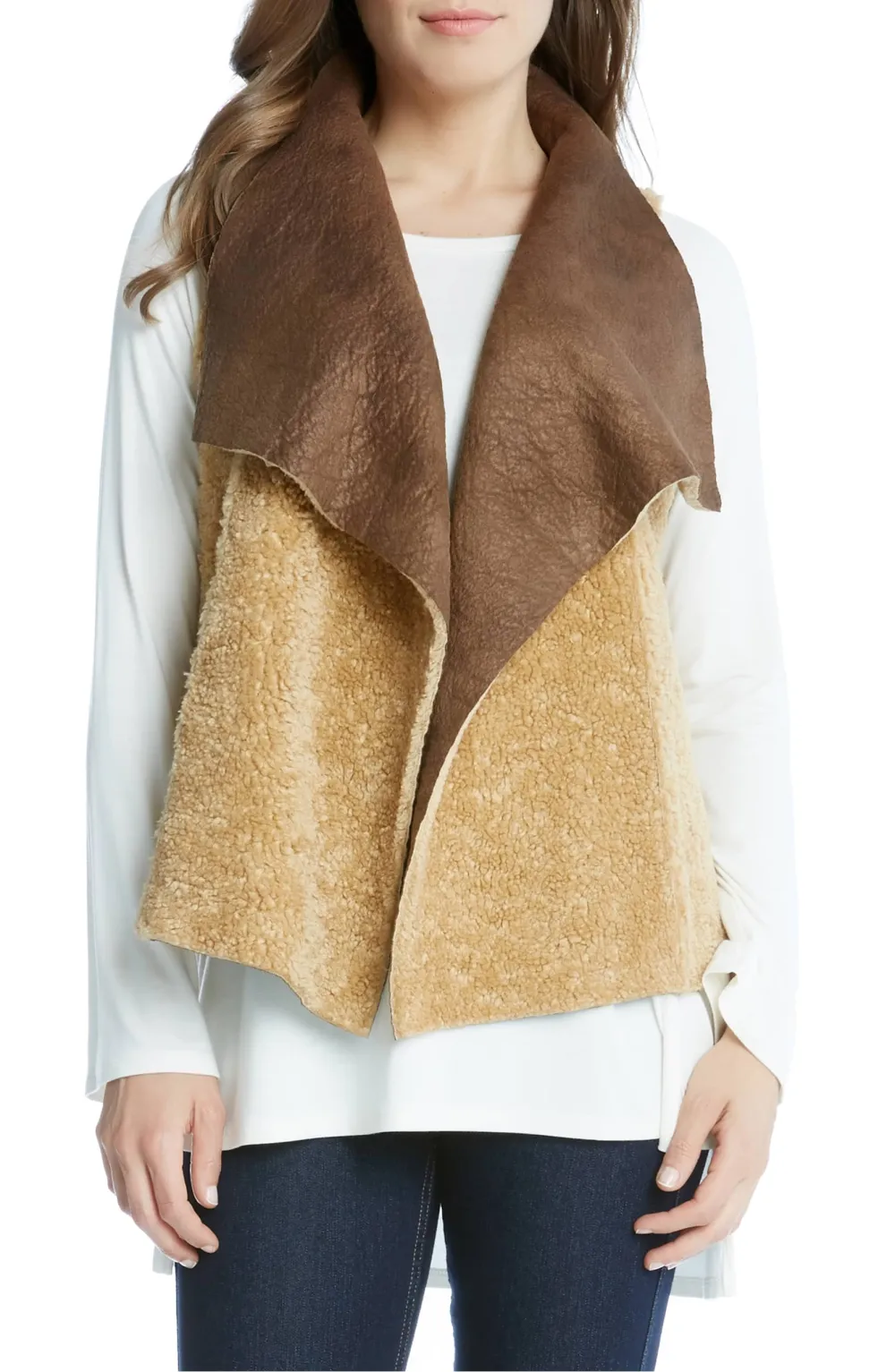 Karen Kane Reversible Faux Shaerling Vest