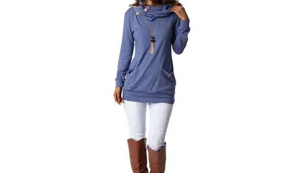 Levaca-Long-Sleeve-Button-Cowl-Neck-Casual-Slim-Tunic-Top