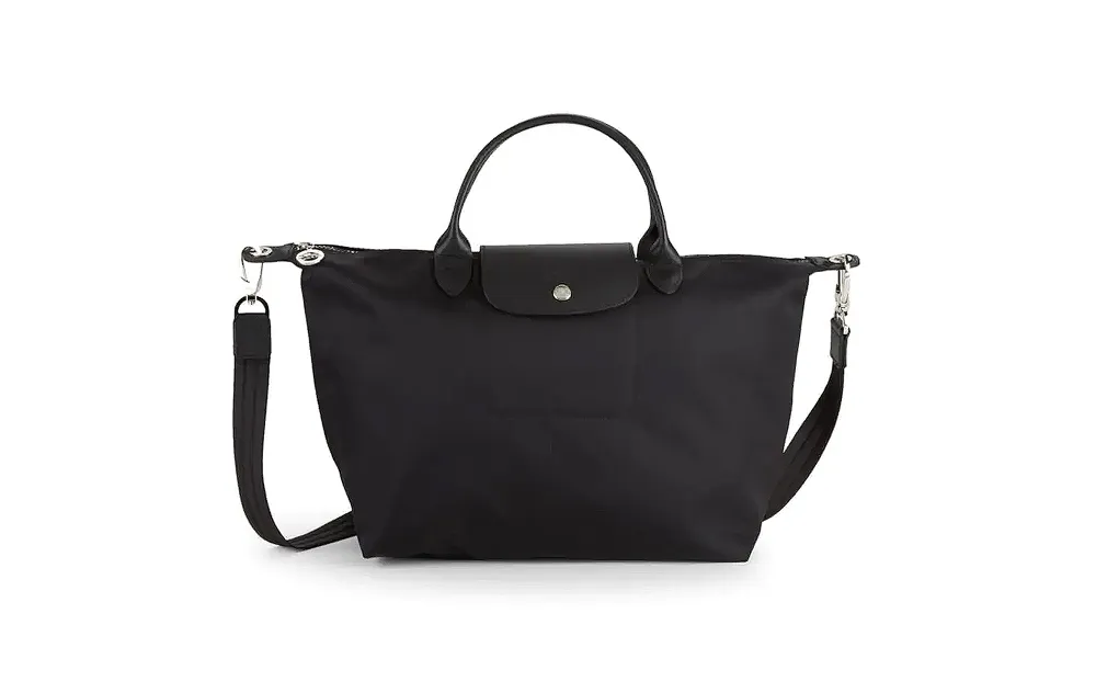 Longchamp Leather-Trim Top Handle Bag