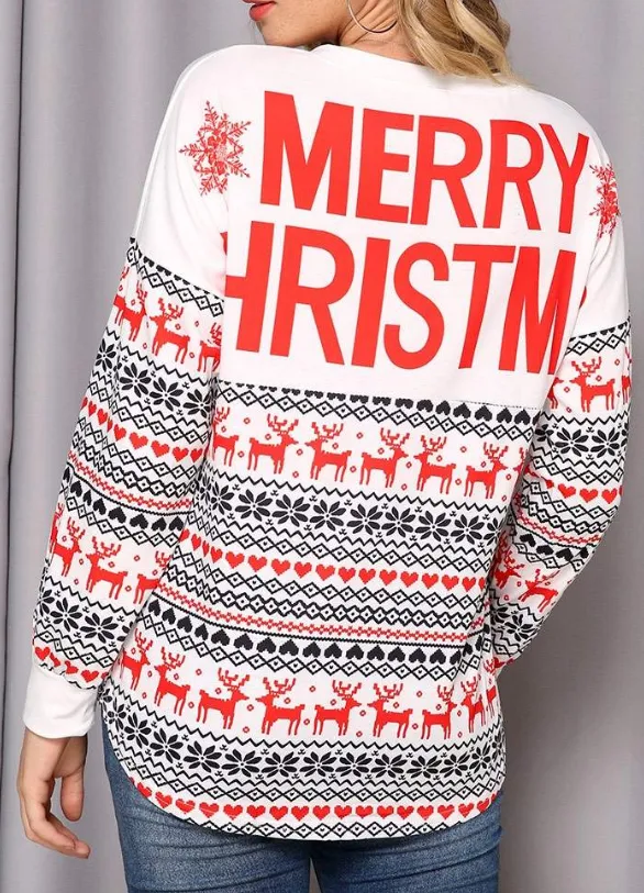 Merry Christmas Reindeer & Splicing Sweatshirt