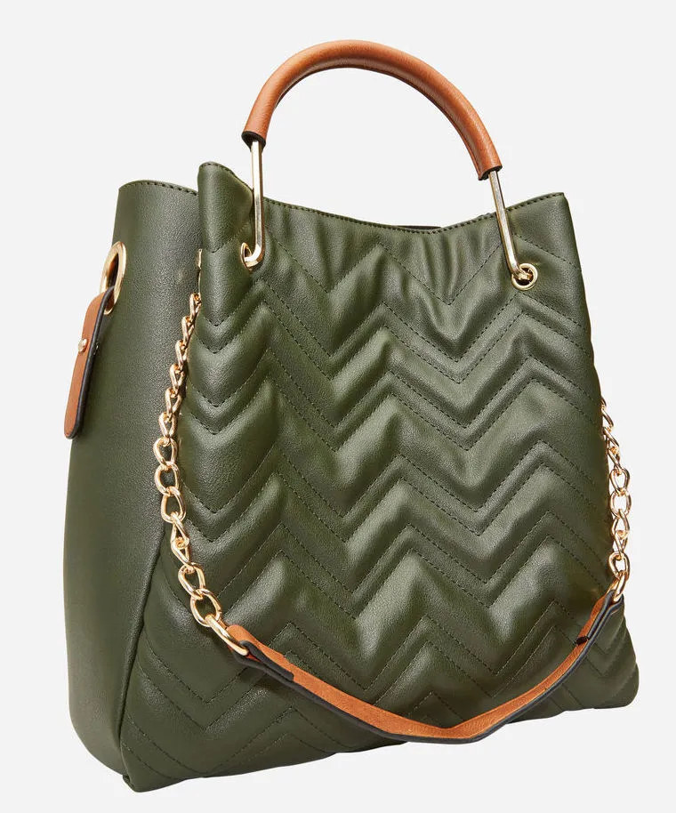 Quilted Convertible Satchel Handbag