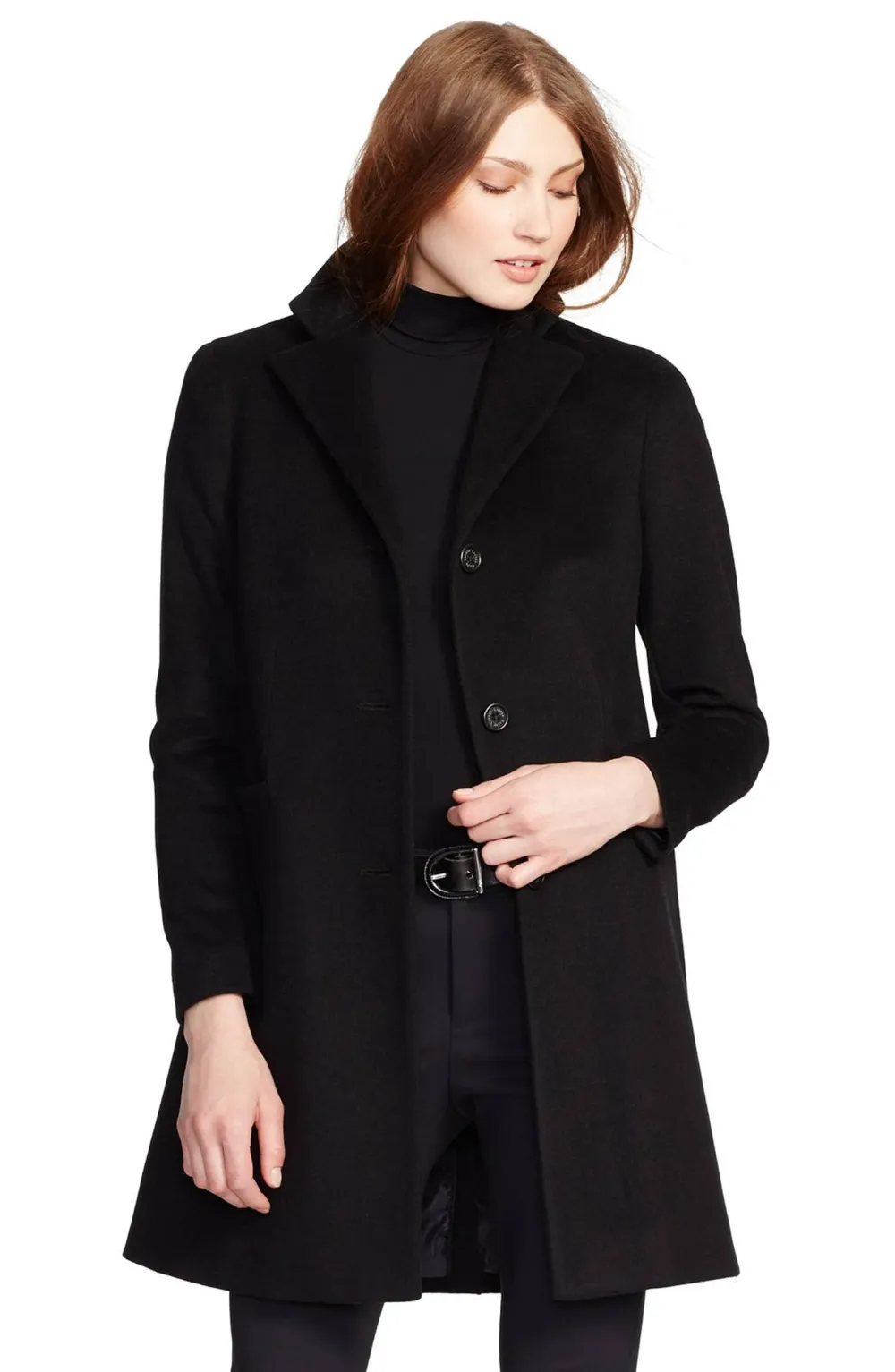 Ralph Lauren reefer coat wool blend nordstrom black color