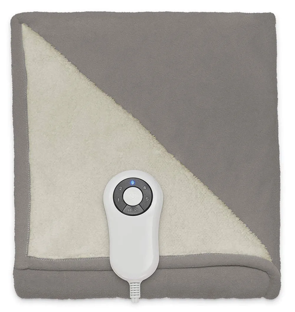 Serta Reversible Sherpa Fleece Heated Electric Throw Blanket