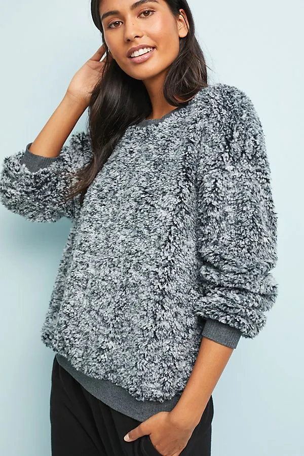 anthropologie fuzzy sweatshirt sweater