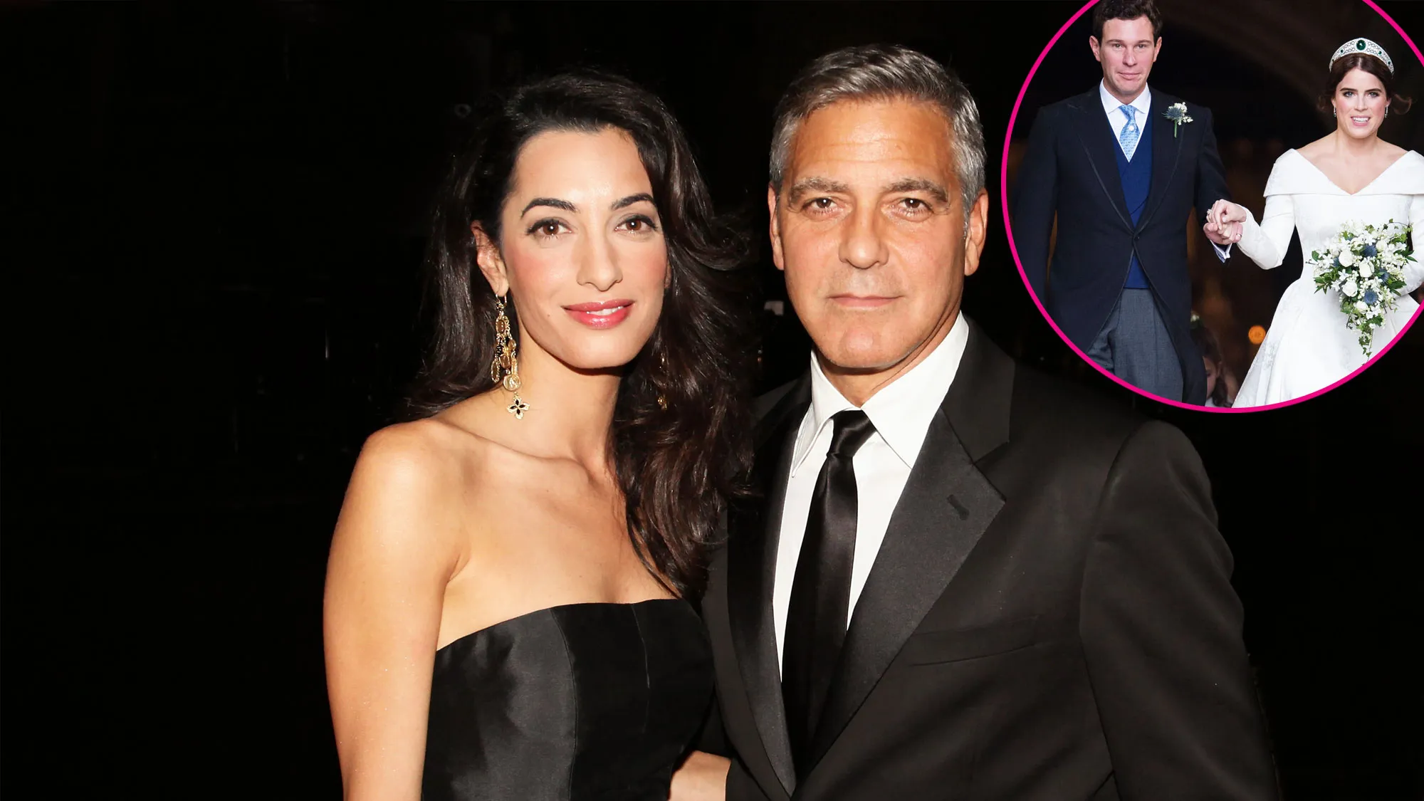 Amal and George Clooney with Jack Brooksbank and Princess Eugenie