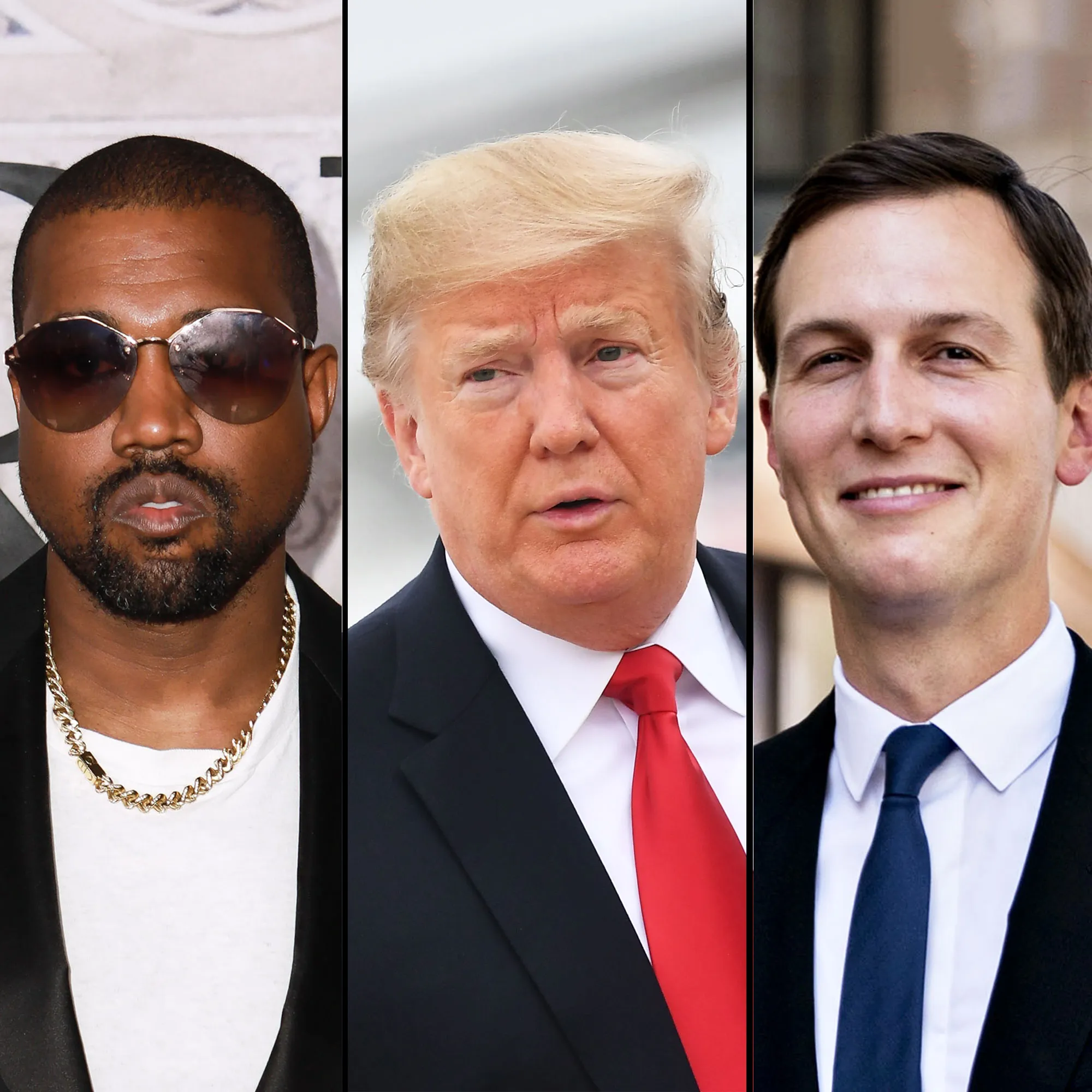 Kanye West, President Donald Trump and Jared Kushner