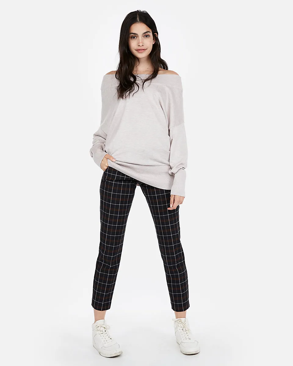 off shoulder wedge tunic sweater