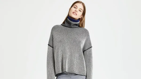 Theory Oversized Stripe Knit Cashmere Sweater