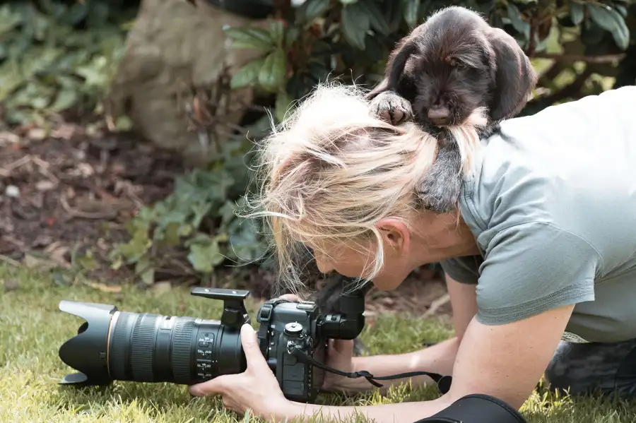 Photographer with dog