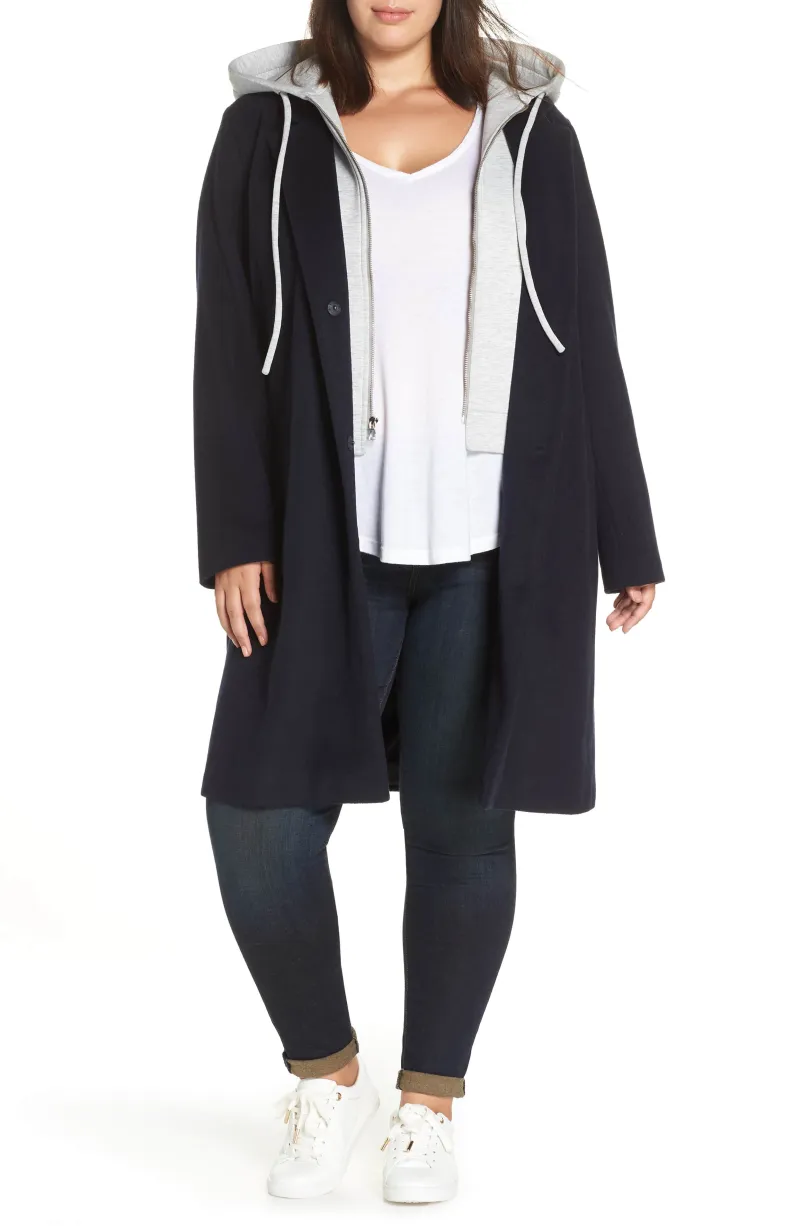 plus size rachel roy trench hoodie coat