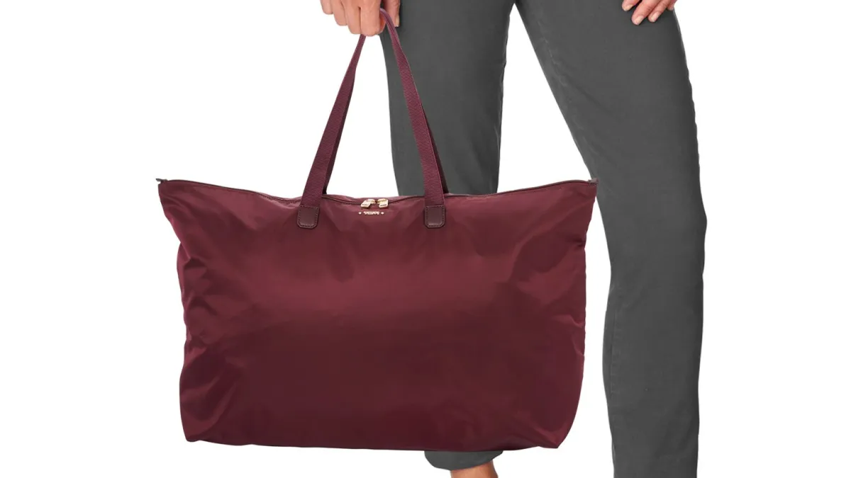 tumi travel tote reversible packable maroon