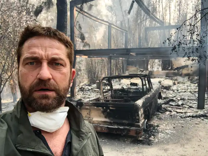 Gerard Butler, House, Fire, Malibu