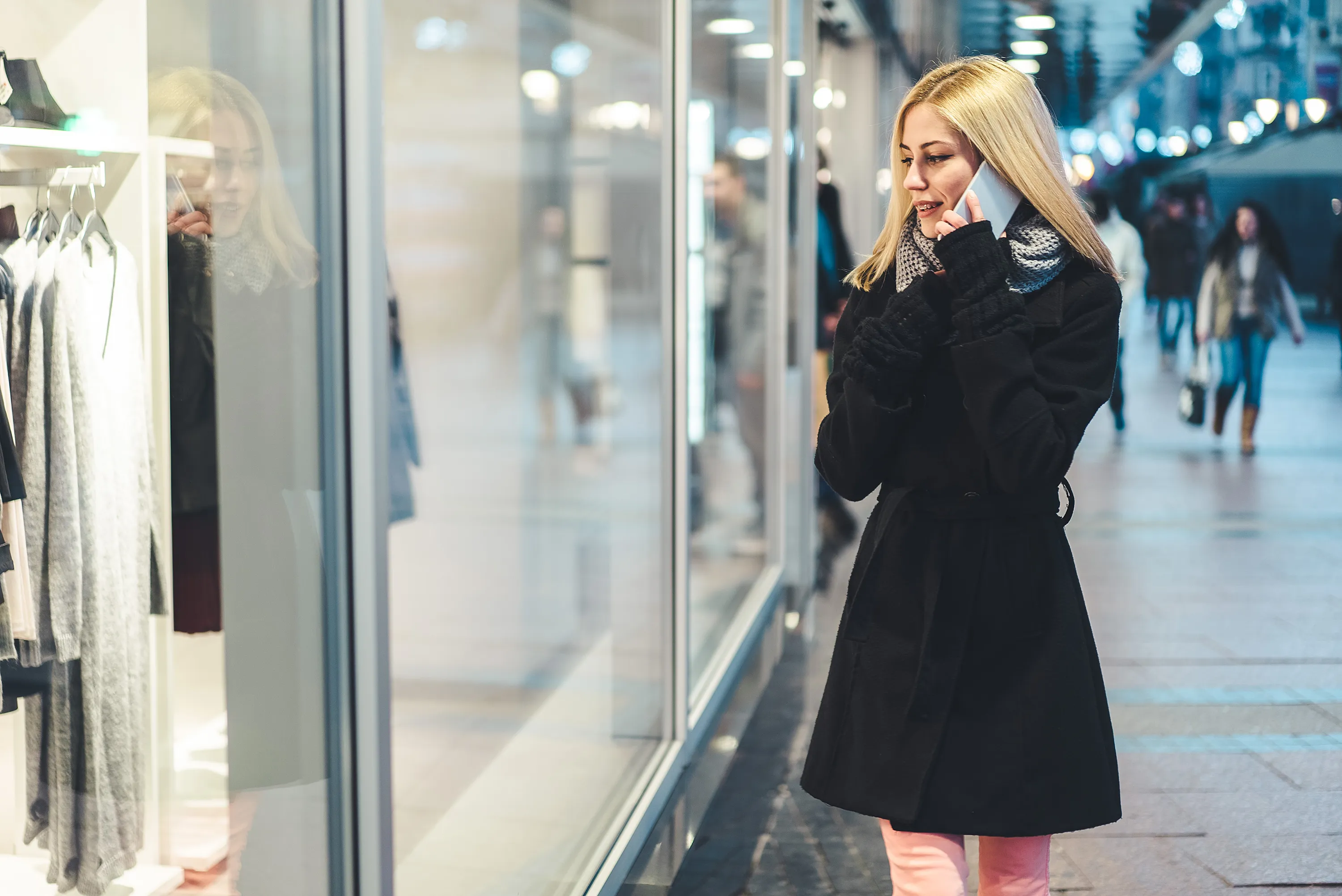 woman in black peacoat