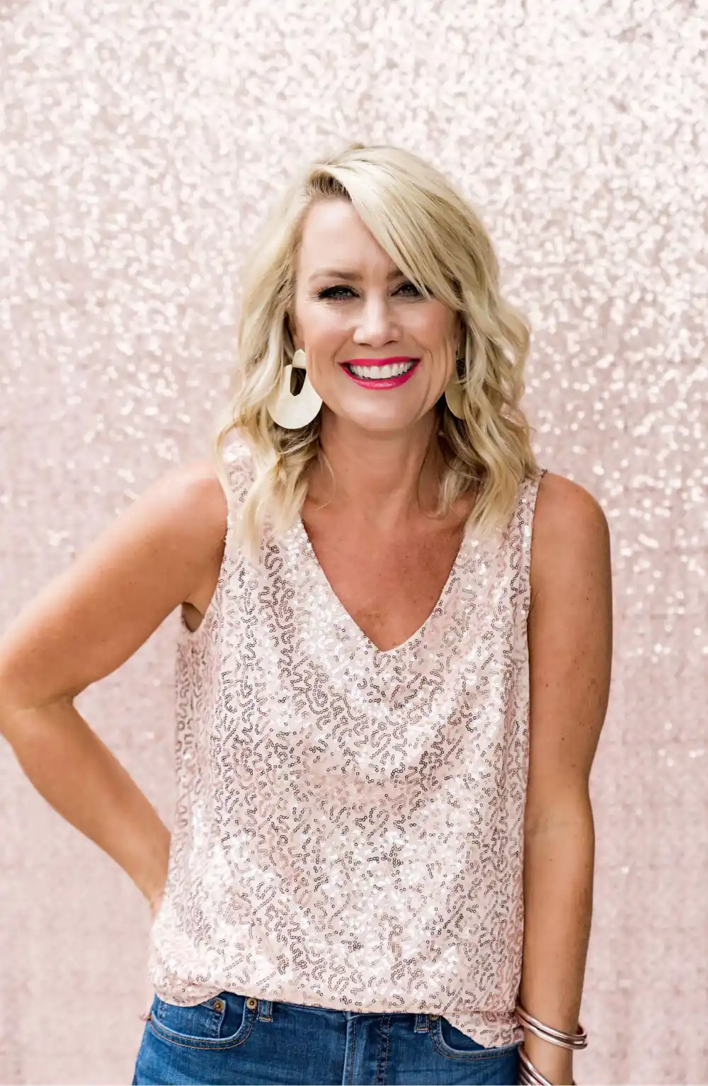 Gibson x Glam Squad Cassie V-Neck Sequin Tank