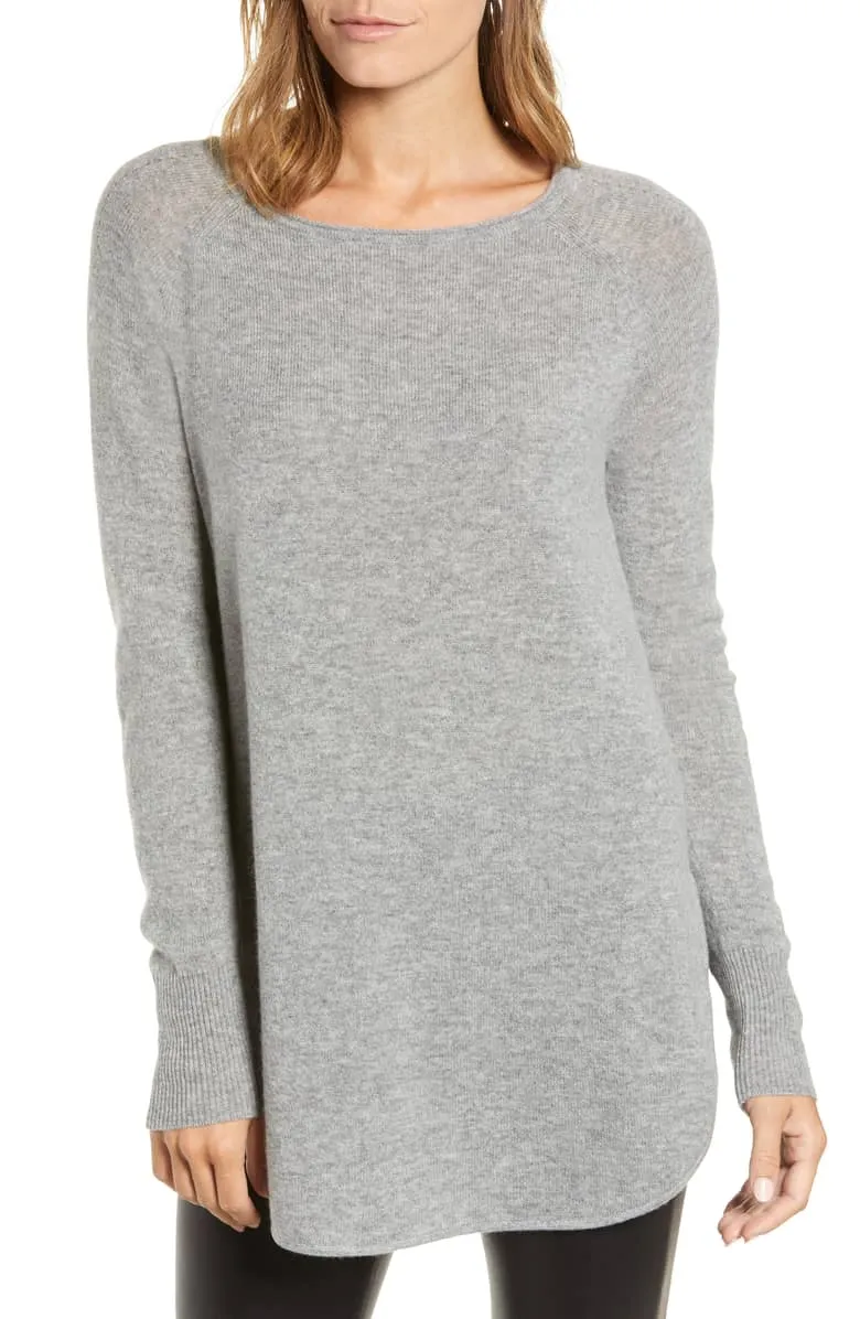 Halogen Shirttail Wool & Cashmere Boatneck Tunic