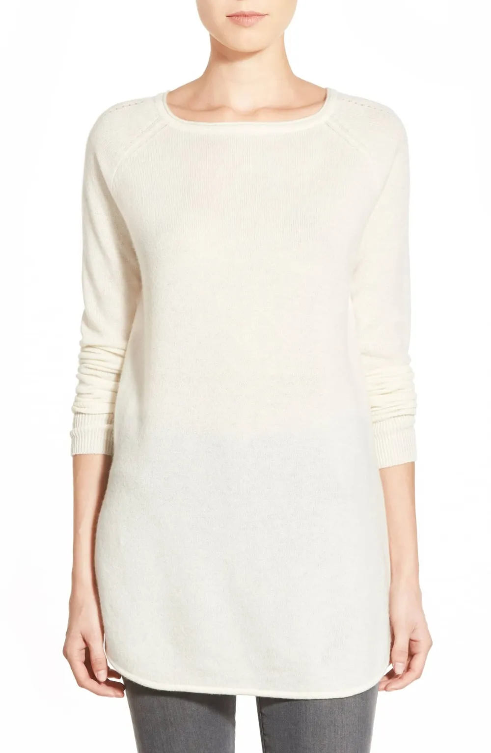 Halogen Shirttail Wool & Cashmere Boatneck Tunic