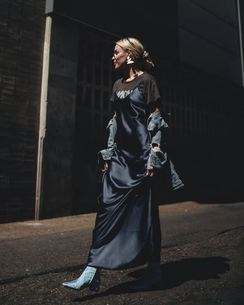 Happily Grey x AQUA Satin Maxi Slip Dress