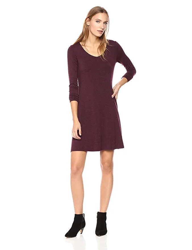 Jersey Long-Sleeve V-Neck Dress