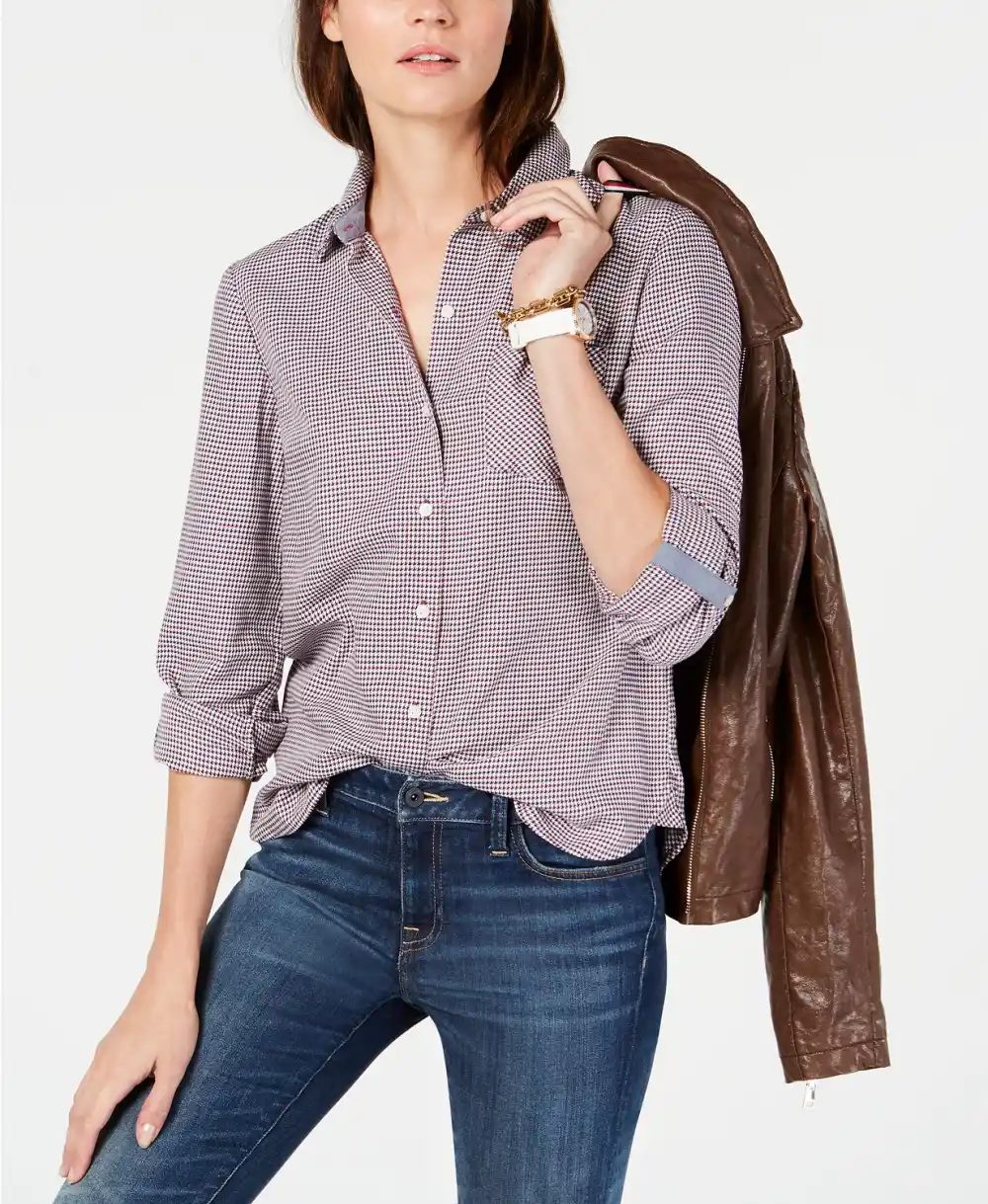 Tommy Hilfiger Cotton Printed Roll-Tab Utility Shirt