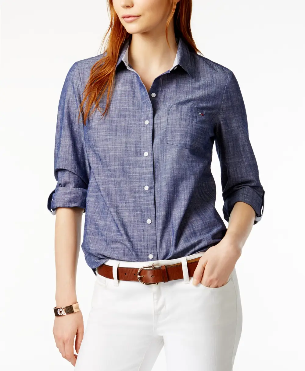 Tommy Hilfiger Cotton Printed Roll-Tab Utility Shirt