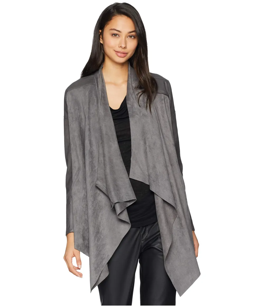 blanknyc faux suede drape front jacket