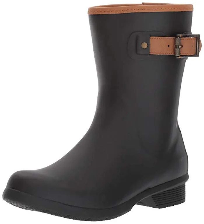 chooka womens mid height memory black rain boot