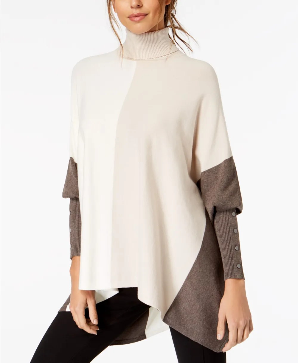 colorblock poncho sweater