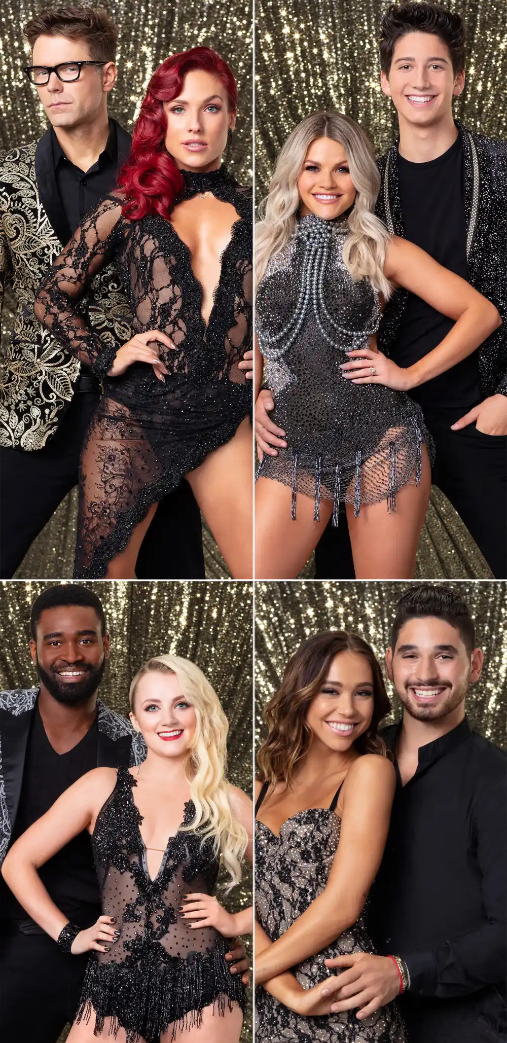 Bobby Bones and Sharna Burgess, Milo Manheim and Witney Carson, Evanna Lynch and Keo Motsepe and Alexis Ren and Alan Bersten