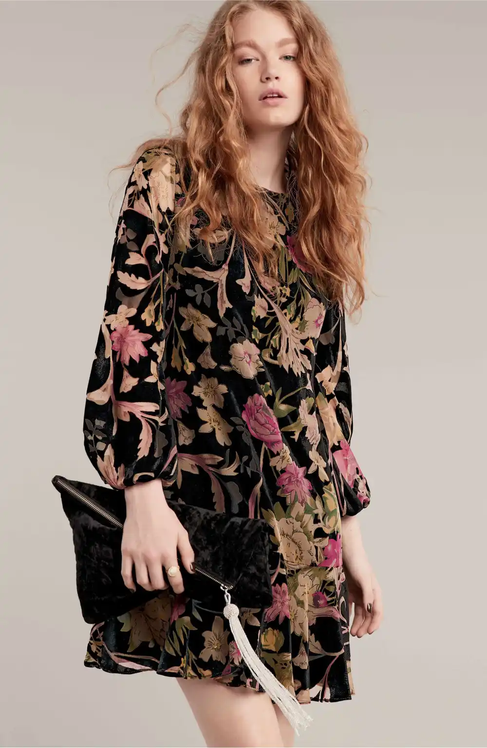 eliza j floral print shift dress velvet