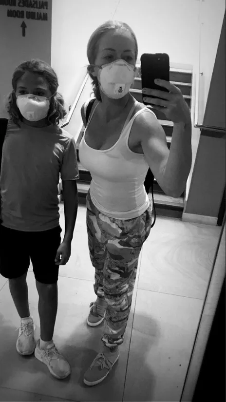 Kendra Wilkinson and son Hank Baskett Jr.