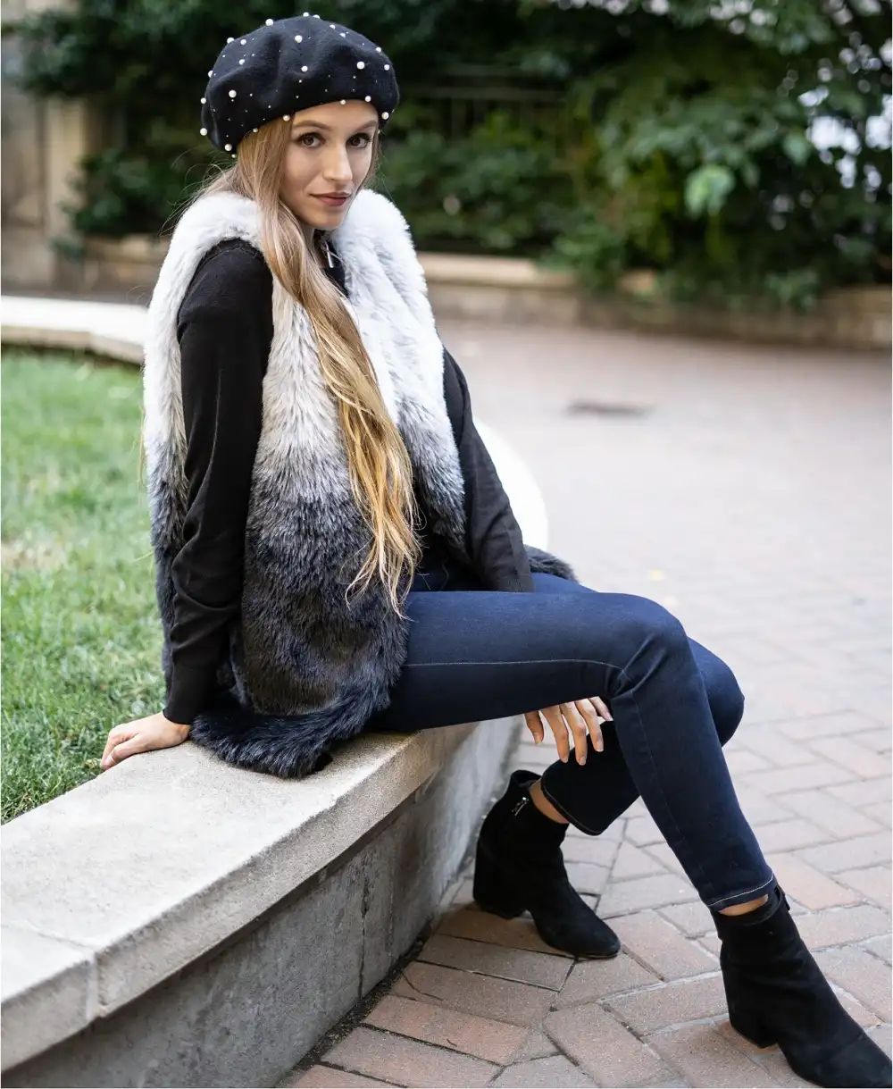 ombre faux fur vest INC