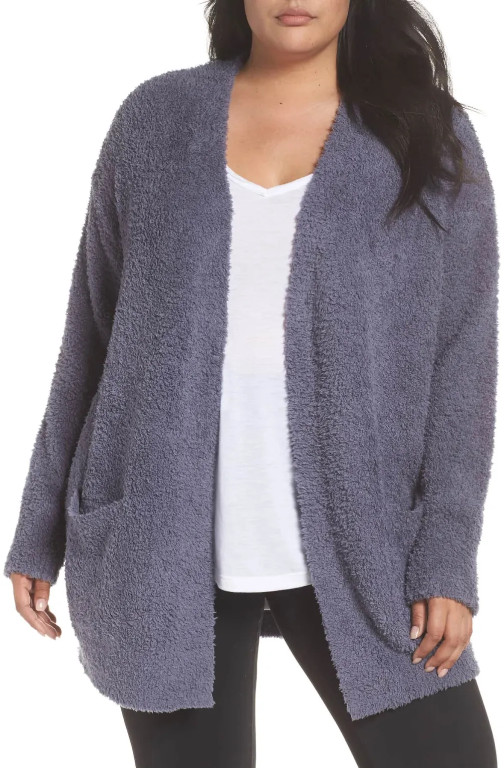 plus size barefoot dreams cozy chic cardigan blue