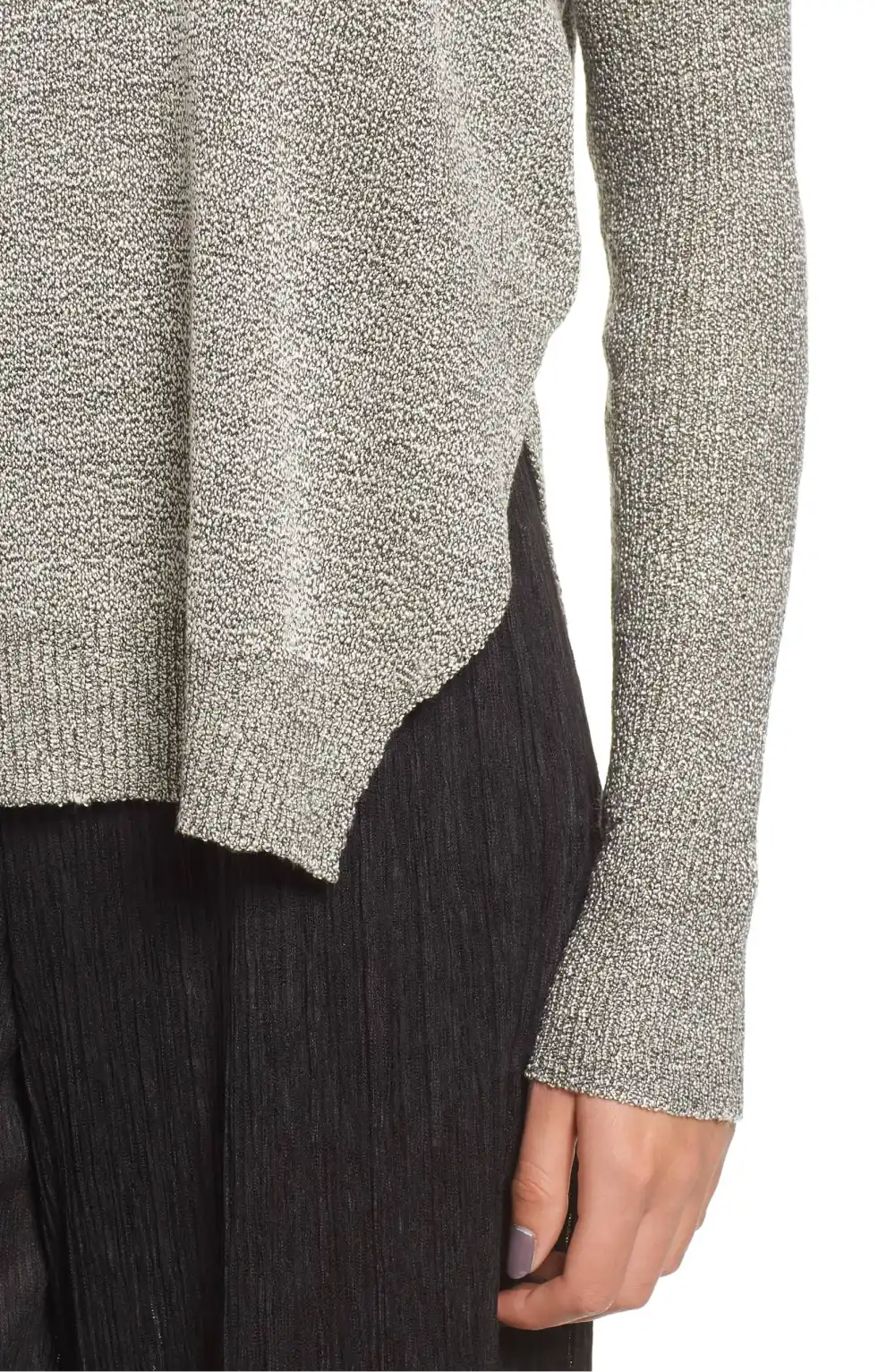 all in favor split hem sweater