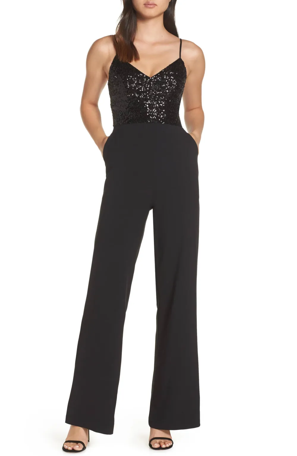 eliza j sequin jumpsuit