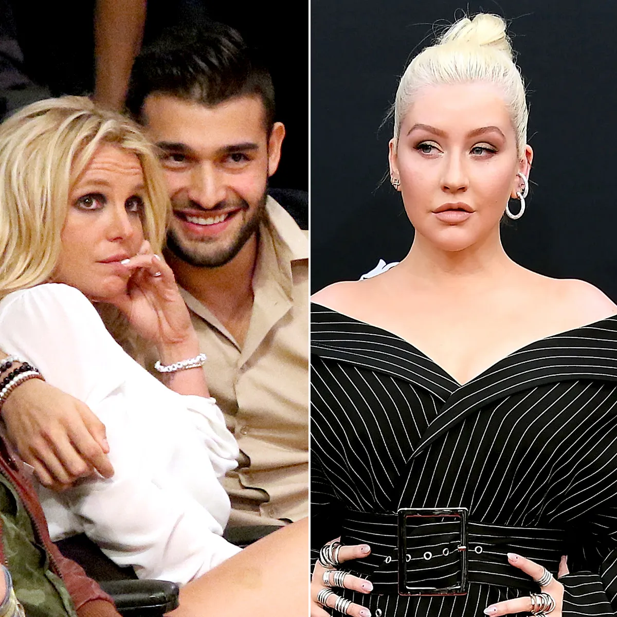 Britney Spears, Sam Asghari, and Christina Aguilera