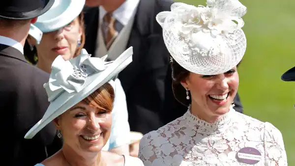 Catherine, Duchess of Cambridge (R) and her mother Carole Middleton