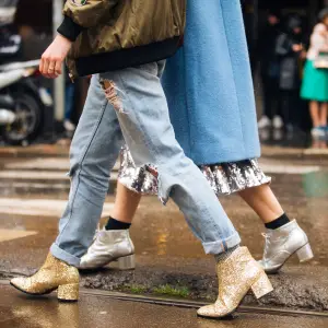 gold ankle booties with glitter