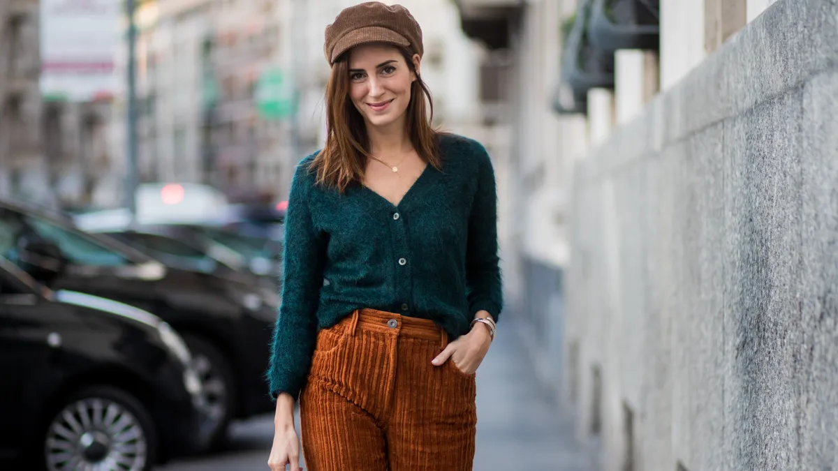 woman in corduroy pants