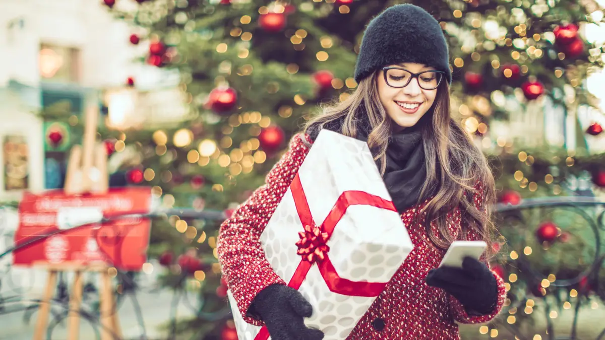 woman with wrapped present