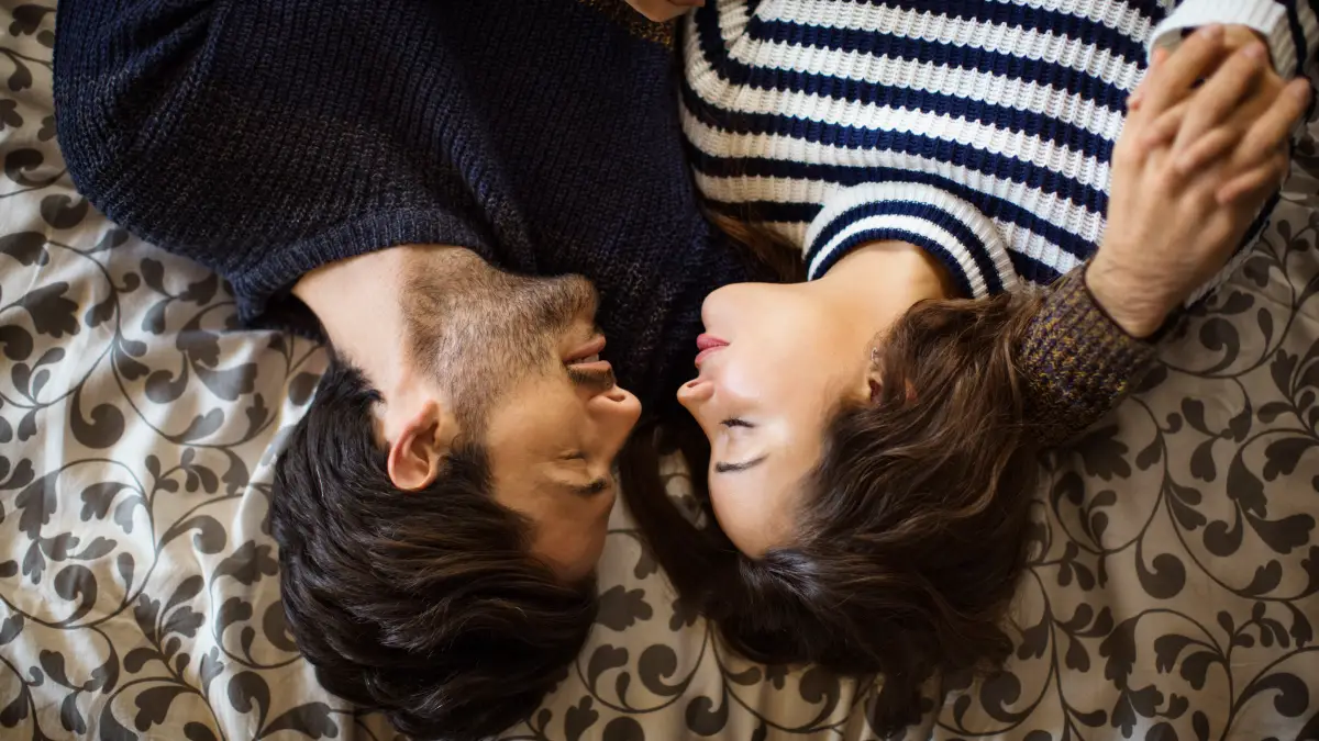 couple with striped sweater
