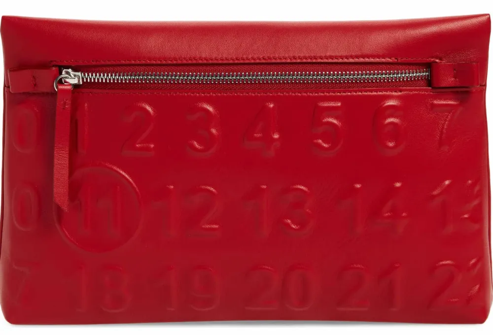 Maison Margiela Embossed Logo Leather Clutch