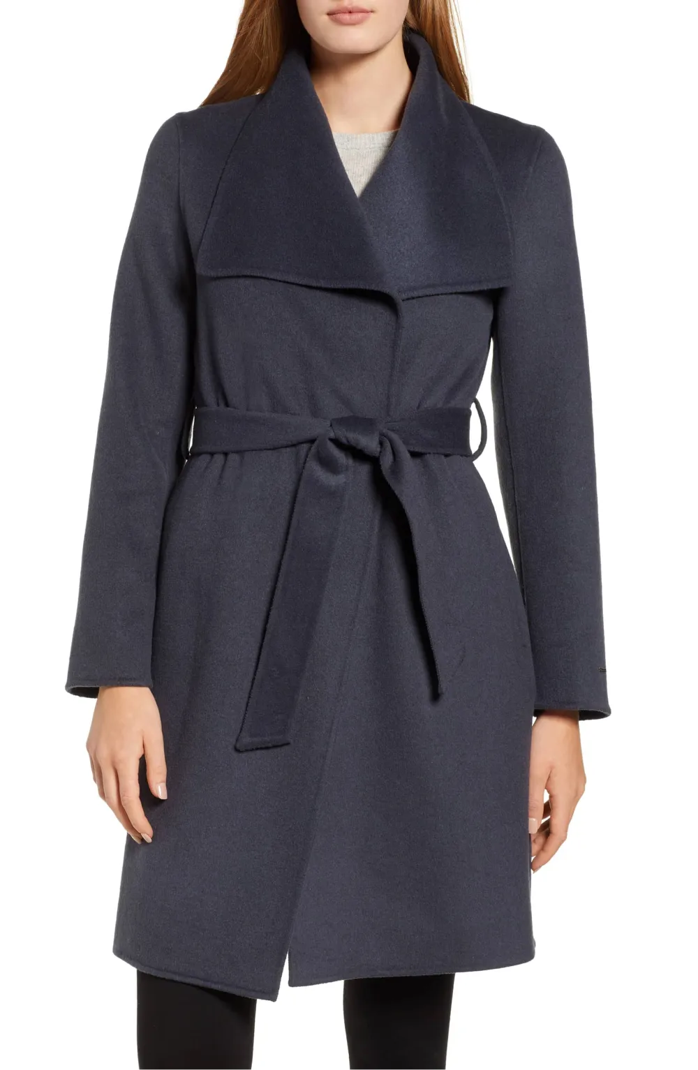 Tahari Ellie Double Face Wool Blend Wrap Coat